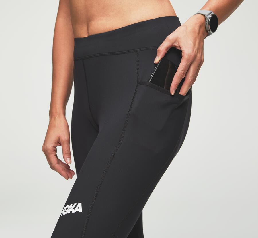 Hoka One One Pants Womens Black - Performance Crop Tight - 07538CXLJ